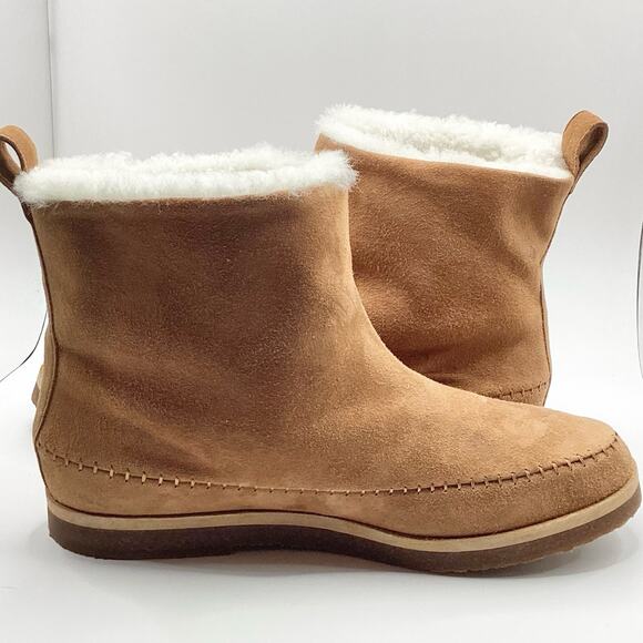 Jenni Kayne Saddle Brown Suede Ivory Shearling Moc Boot 39 9 NWOB - Picture 8 of 12